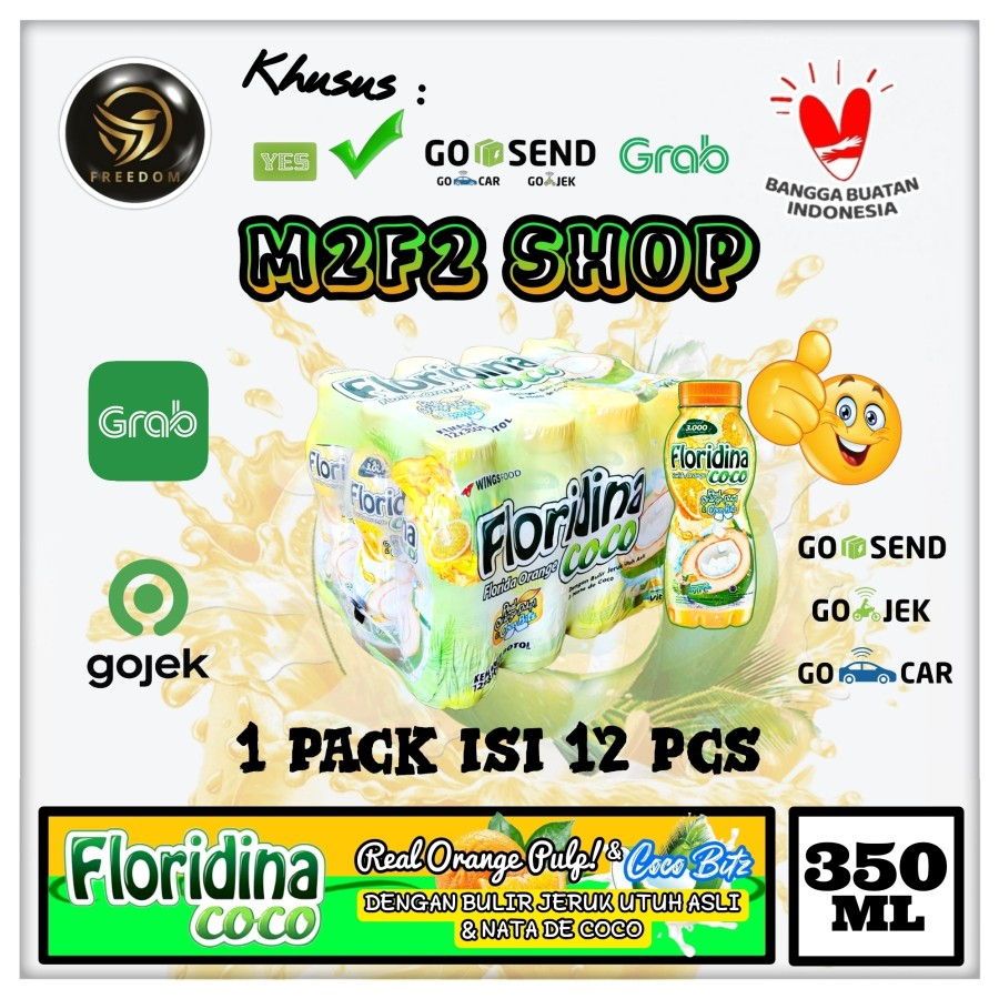 

Floridina Orange Coco Minuman Jeruk Kelapa - 350 ml Kemasan Karton (Khusus Bluebird/Gojek/Grab)