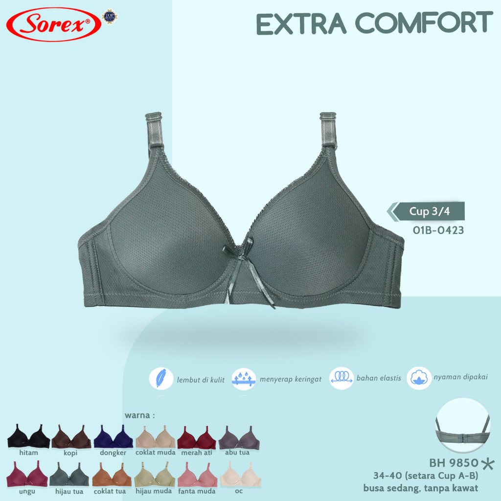 Bra bh Extra comfort 9850 Sorex Polos tanpa kawat