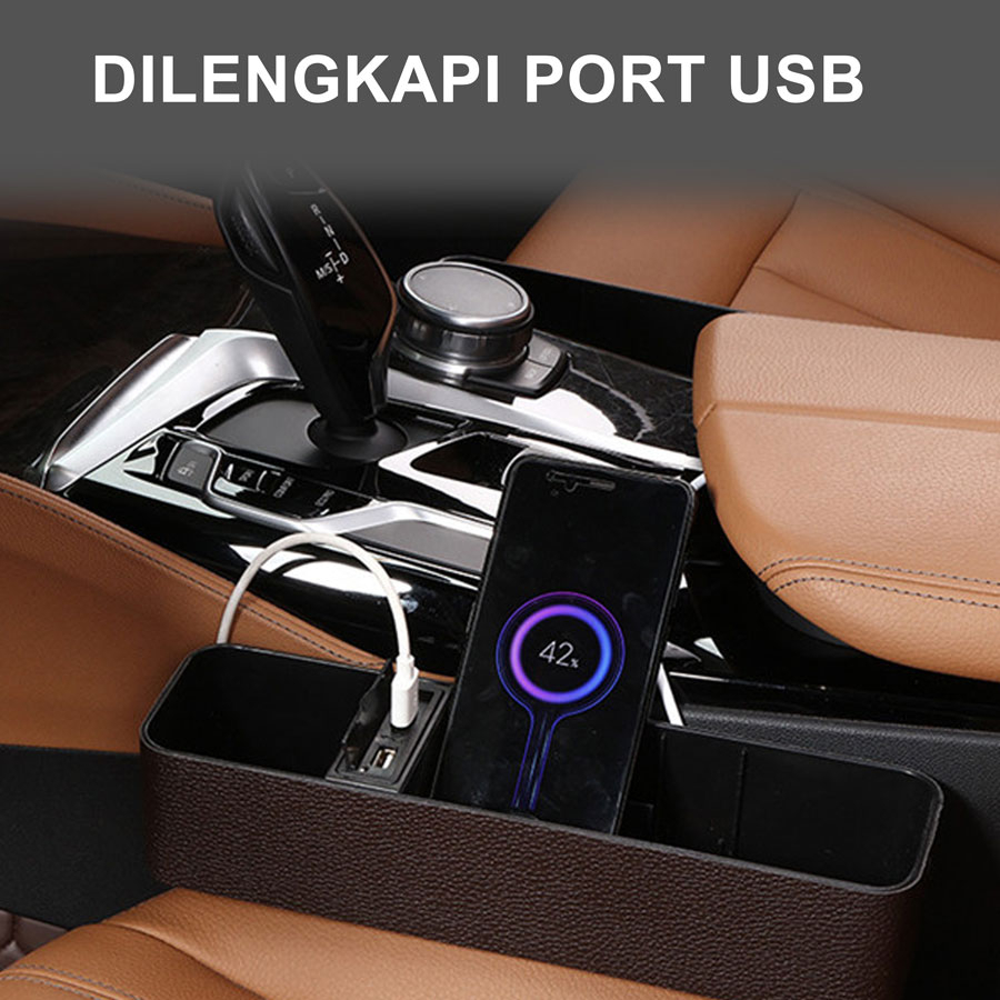 Seat Car  Gap Oganizer Leather Car, Kotak Penyimpanan Kartu Tol mobil