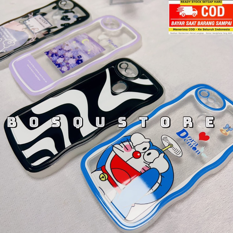 SOFTCASE GELOMBANG/ WAVE OPPO A17/ A17K/ A77S/ A57 4G/ A96/ A76/ A95/ A74/ A16E/ A16K/ A16/ A54/ A15/ A15S/ A53/ A33 2020/ A52/ A92/ CASING WAVY PROTECTOR CAMERA MOTIF DORAEMON/ FLOWER/ ZEBRA/ LOVE BLACK