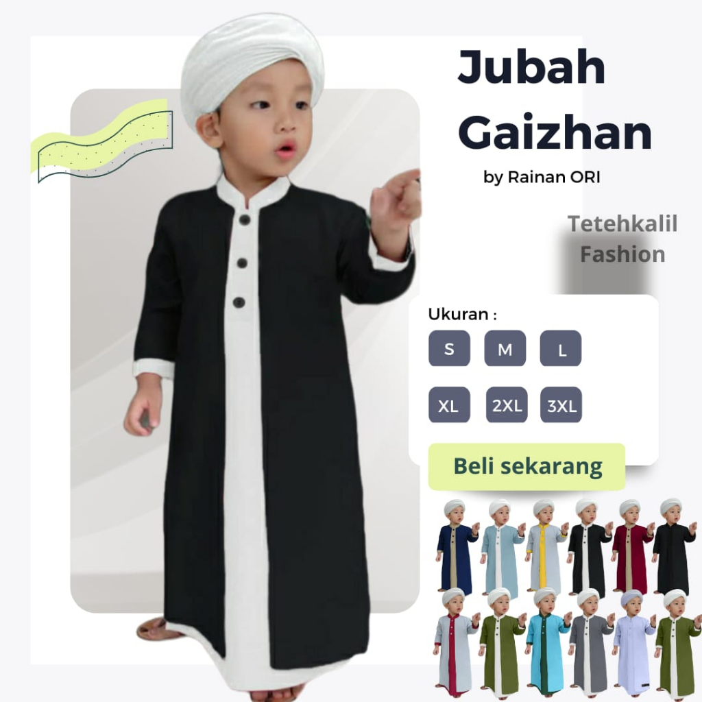 Jubah Anak Gaizhan Free Peci / Jubah Habib Anak by RAINAN ORI / Jubah Anak Terbaru 2021 / Gamis Anak Laki Laki / Jubah Anak