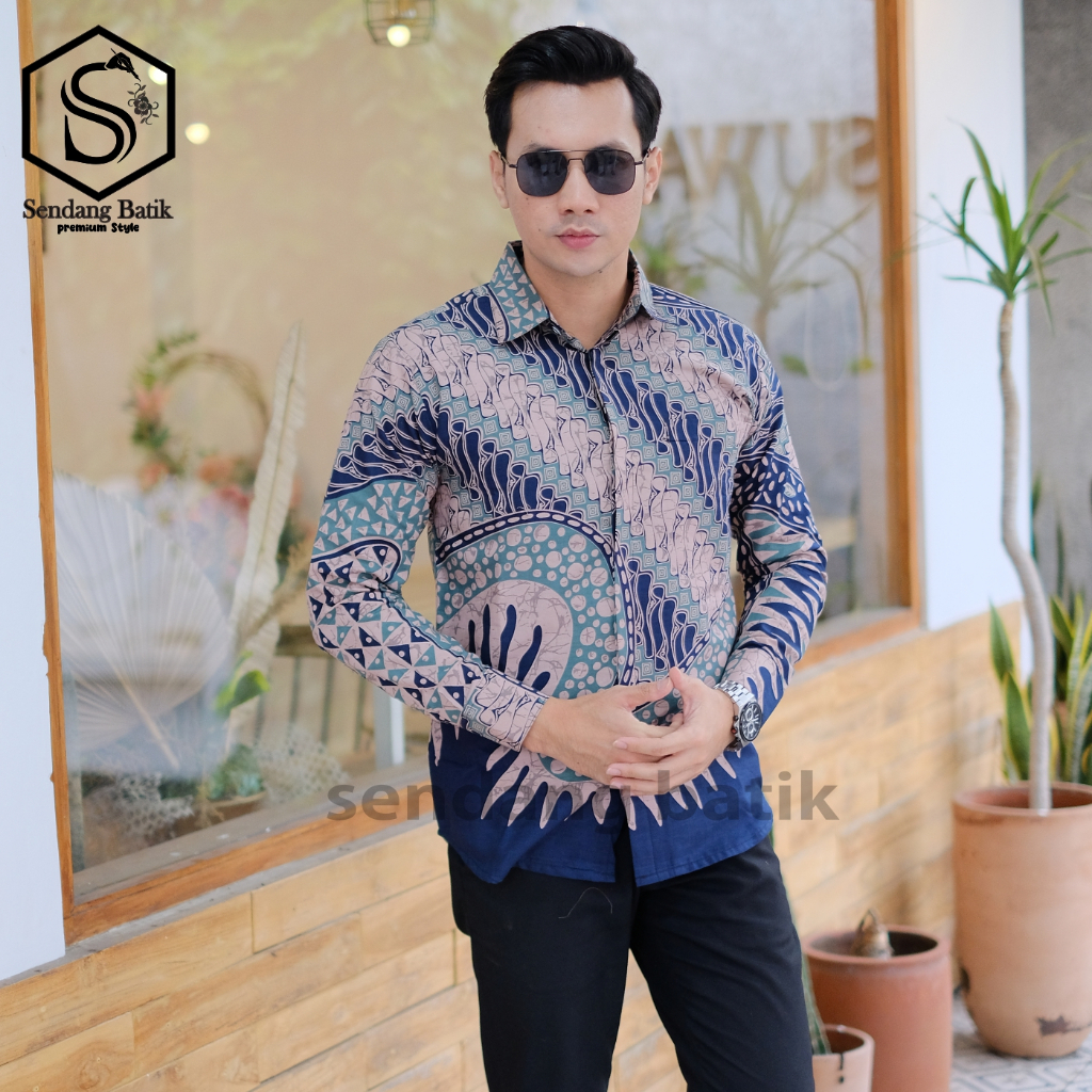 SENDANG BATIK Atasan kemeja hem baju batik pria laki-laki slimfit regular full lapis furing erro len