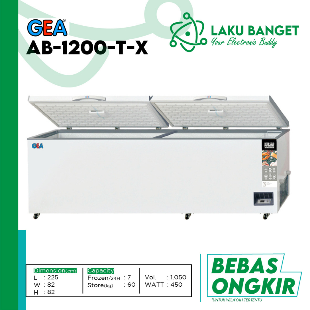 GEA Chest Freezer Box 1050 Liter AB-1200-TX / Chest Freezer GEA AB 1200TX / Freezer 2 Pintu Double K