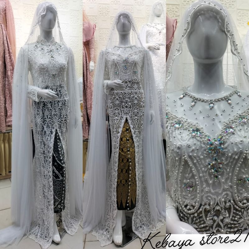 KEBAYA AKAD  BEREREKOR /KEBAYA AKAD ///GAUN WEDDING/GAUN PENGANTEN UKURAN BESAR/BAJU AKAD