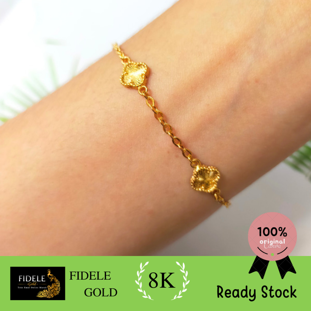Gelang holo fancy vancleef kokoh emas asli 375 gelang bunga vancleef gelang vc