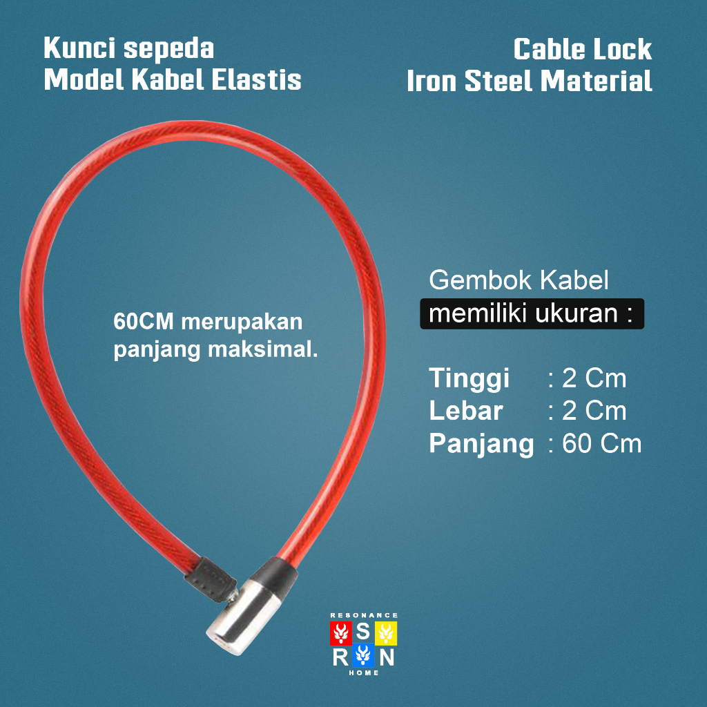 Kunci Rantai Sepeda / Cable Wire Lock Resonance Home