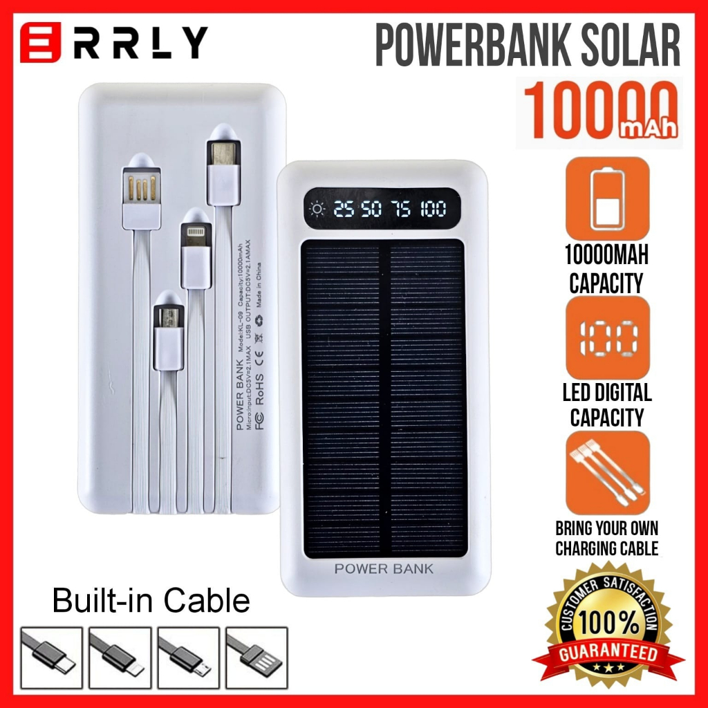 Powerbank PowerCore Power Bank ERRLY Solar Cell 10000mAh Tenaga Surya Portable Led Indikator Multifungsi 10000 mAh