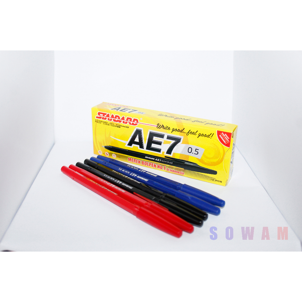 

Pulpen Standard AE7 PENA STANDARD AE7 0.5mm MERAH, BIRU, HITAM]