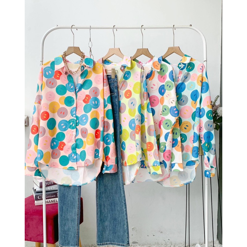 Smile shirt kemeja motif senyum premium import bangkon BKK