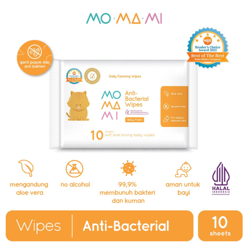 Momami Anti Bacterial Wipes Tissue Basah