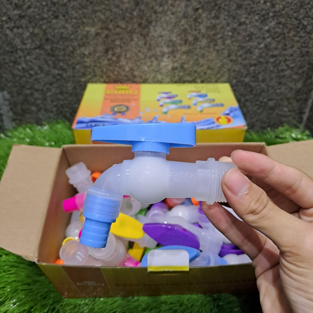Kran PVC Euro  1box 24pcs 6 warna keran air plastik transparan warna-warni harga 1 dus 24pcs