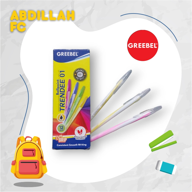 

12pcs/1 PAK BOLPEN TRENDEE GREEBEL