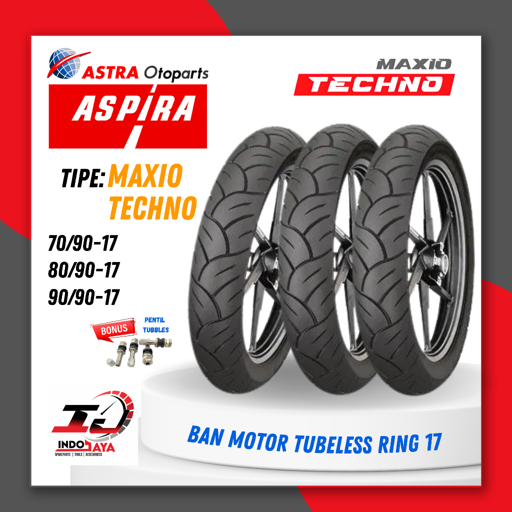 [BAYAR DI TEMPAT] BAN ASPIRA TUBELESS (70/90-17 - 80/90-17 - 90/90-17/ BAN TUBLES ASPIRA MAXIO TECHN