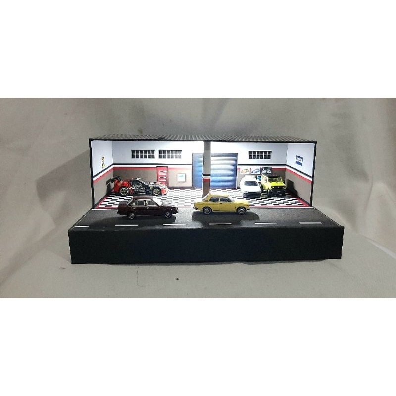 Diorama Garasi showroom bengkel diecast skala 64