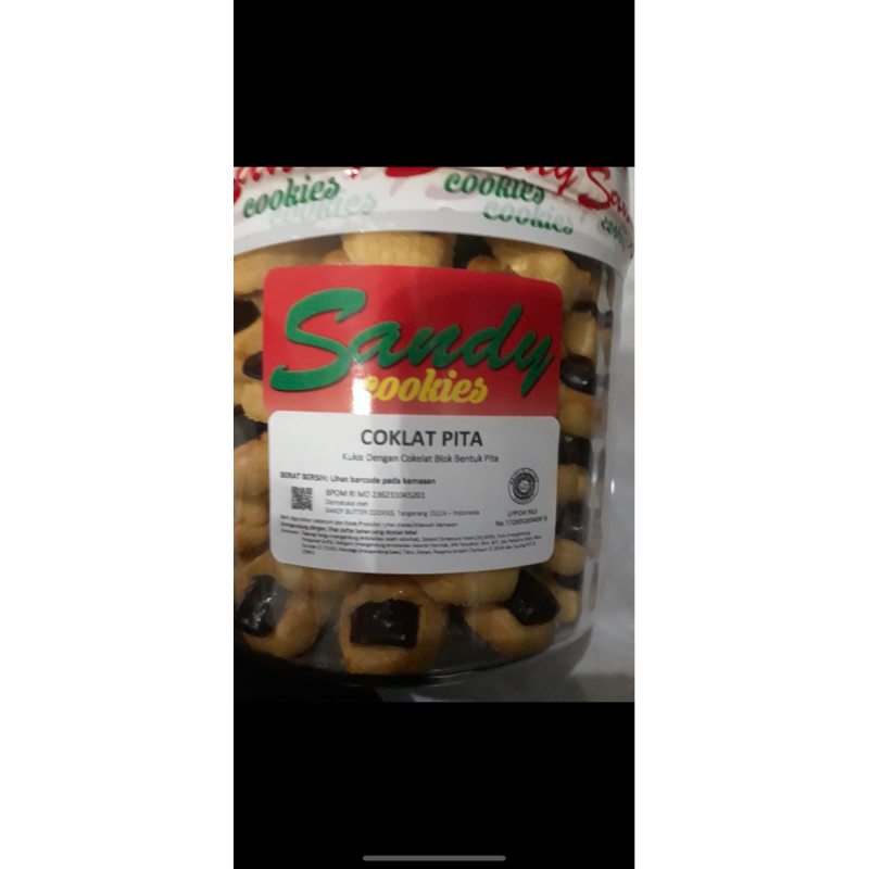 Sandy cookies coklat pita tutup merah toples M 700gr