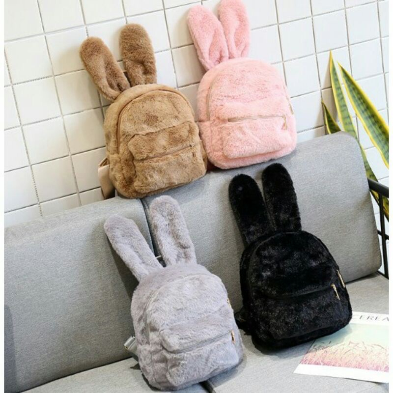 PROMO SALE 10.10 - TAS RANSEL BULU - RANSEL BULU IMPORT KOREA TAS WANITA LUCU BUNNY BULR FURBEAUTY BISA COD