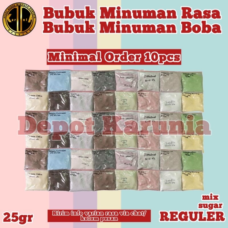 Serbuk Minuman Rasa 25gr Reguler Bubuk Minuman Bubble Drink Aneka Rasa