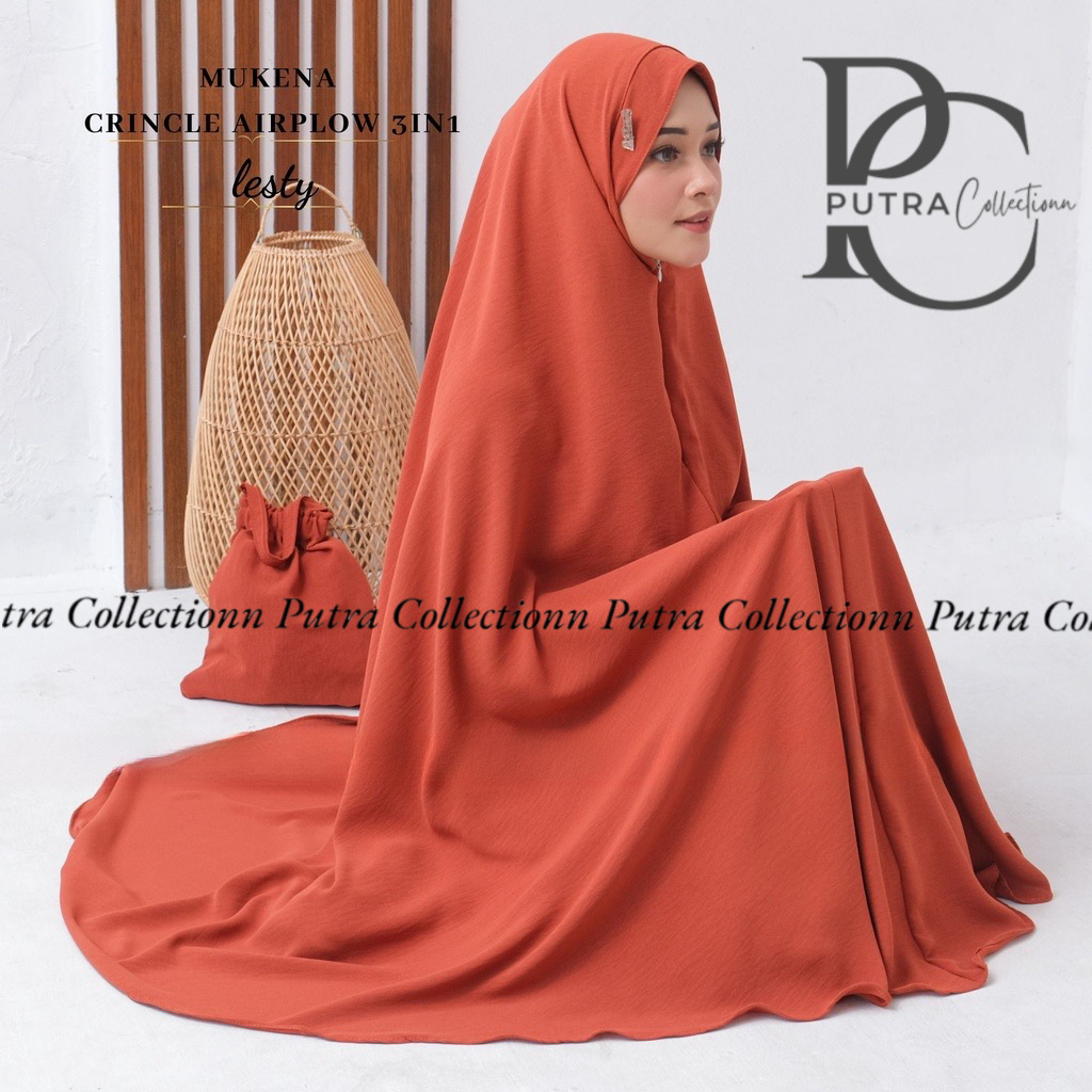 NEW. MUKENA 3IN1 MUKENA CRINCLE POLOS BAHAN CRINCLE AIRPLOW