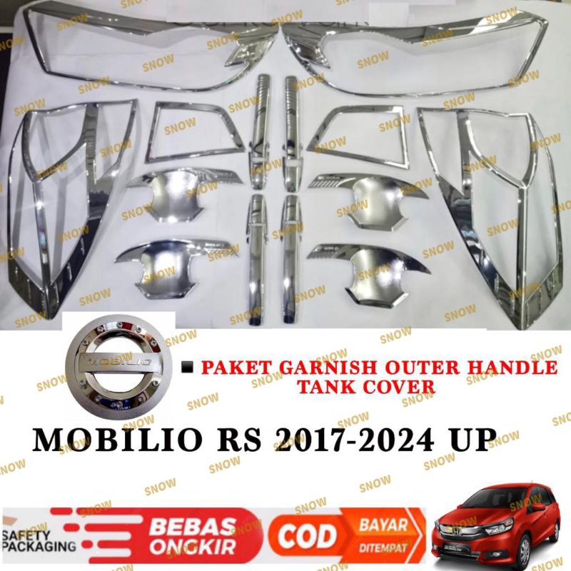 Paket Garnish Depan Belakang Outer Handle Tank Cover Mobilio Rs 2017 2022 2023 2024 Hitam Chrome