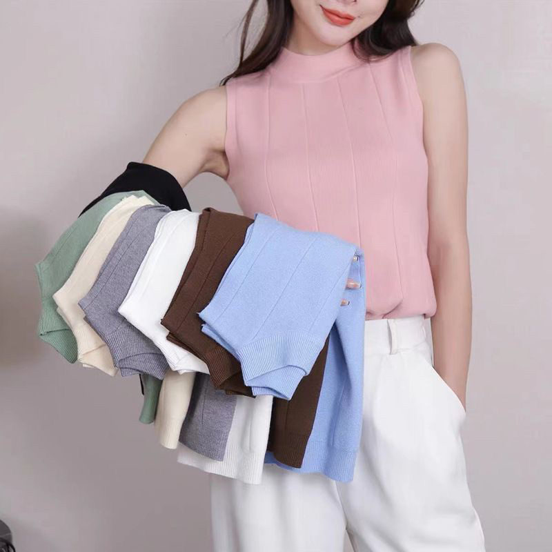 Turtleneck Wanita (T94) import 100% Tanktop Rajut Tengtop Impor Tank Top Import Blouse Korean Lexbong Knit Premium