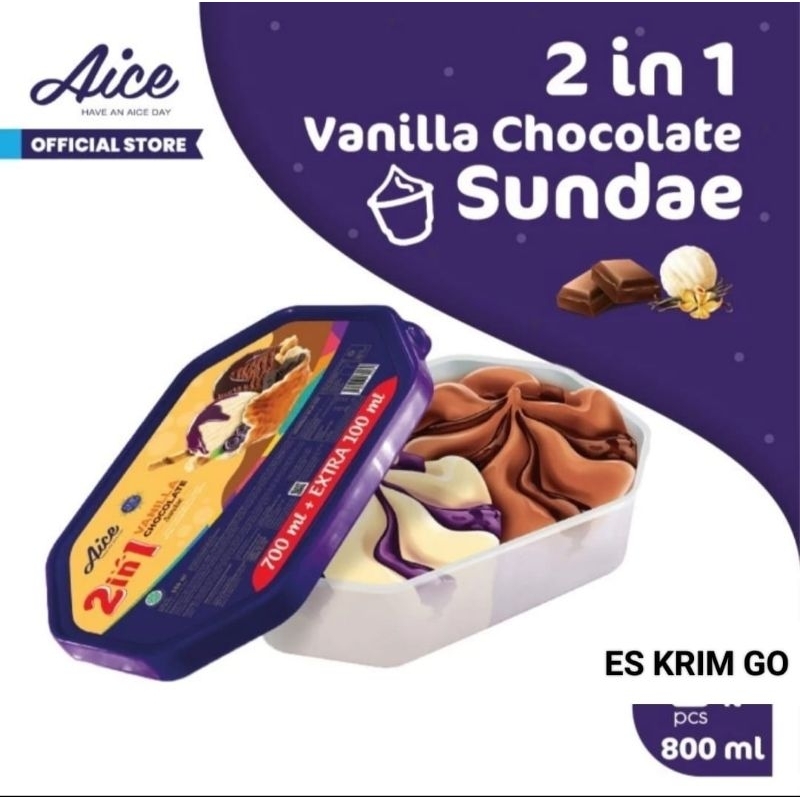 

ICE CREAM AICE SUNDAE VANILLA CHOCOLATE 800 ML