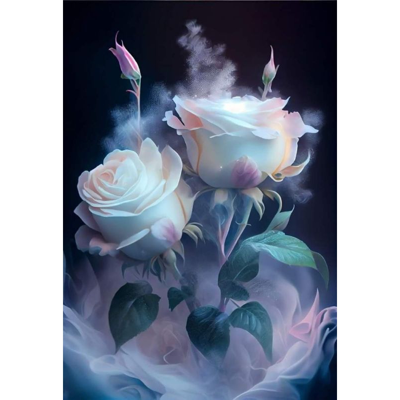 Hiasan Dinding, BUNGA MAWAR PUTIH, Ukuran JUMBO, 100x70cm DAN 150x100cm/Poster Cetak/Lukisan Cetak/T