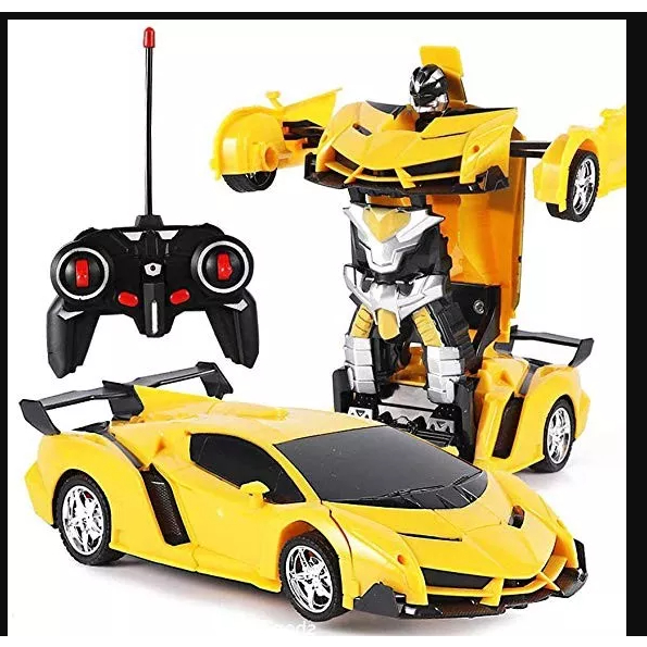 Mainan Anak Mobil Remote Control RC TRANSFORMER 1: 18 MOBIL REMOT JADI ROBOT BATERAI CAS