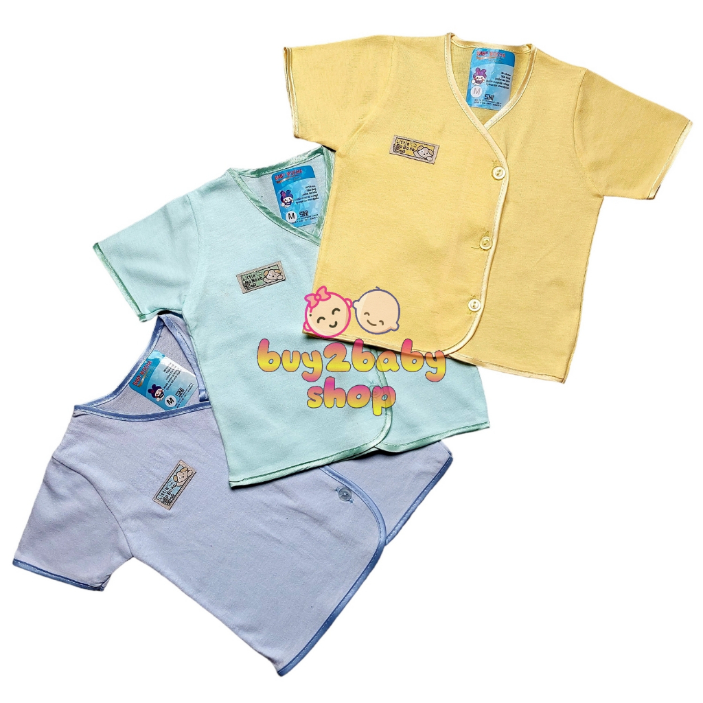 3 PCS baju bayi piyama bayi lengan pendek bahan katun premium halus dan lembut Little Boboho 0-6 Bulan isi 1-3 PCS