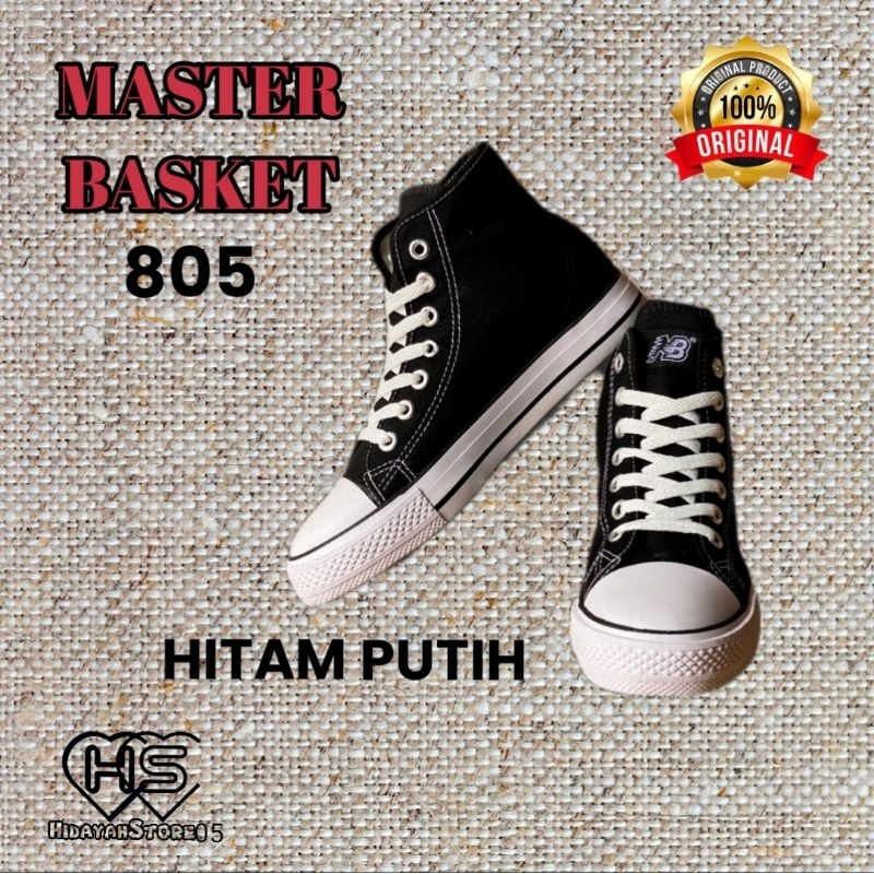 MB Master Basket Original 805 Hitam Putih Sepatu Sekolah Anak Laki-Laki Perempuan