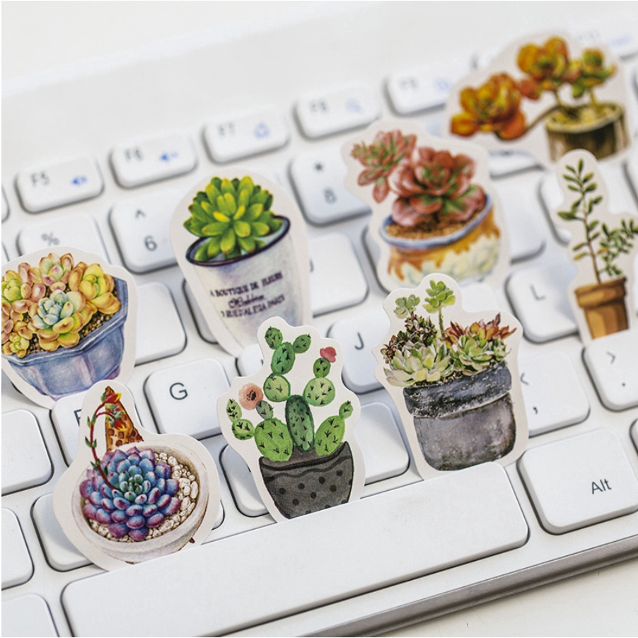 【GOGOMART】50Pcs Stiker Bentuk Kaktus untuk Dekorasi Scrapbook DIY - Sticker Kaktus Cactus