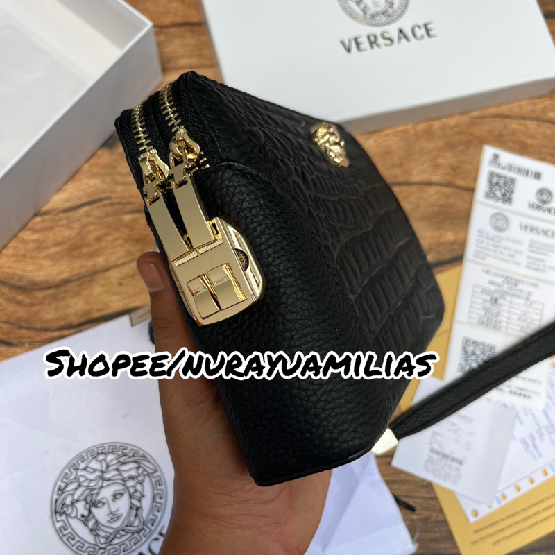 Clutch Versace dengan kode kunci kulit asli import premium clutch pria Versace clutch pria branded
