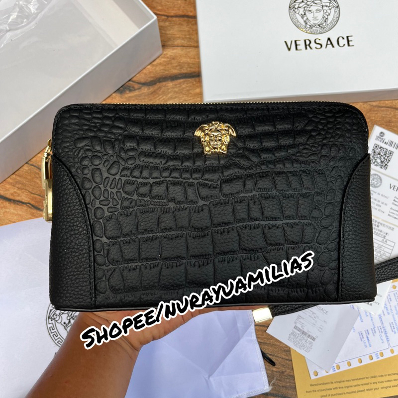 Clutch Versace dengan kode kunci kulit asli import premium clutch pria Versace clutch pria branded