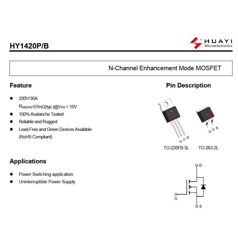HY1420 HY1420P HY1420 P MOSFET TO-220