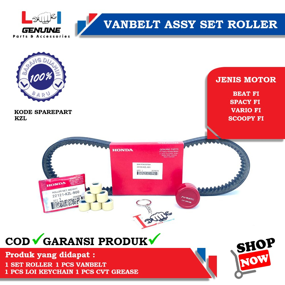 -LOI- VANBELT ASSY SET ROLLER BEAT FI , SCOOPY FI , VARIO FI 110 , SPACY FI, KZL