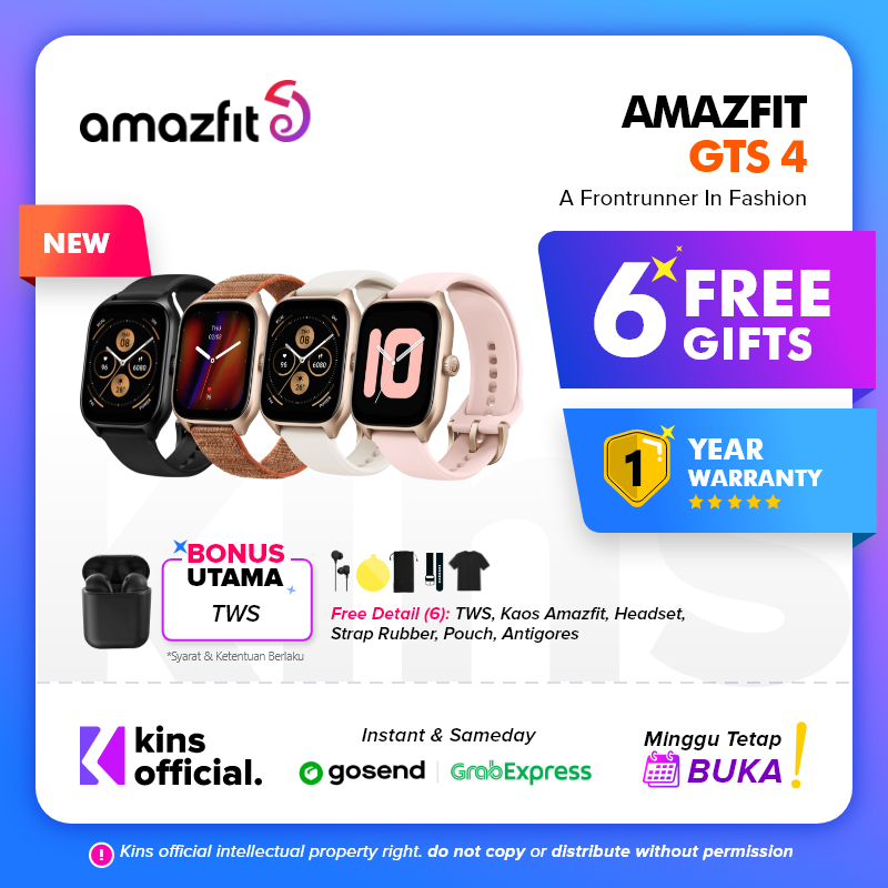 Amazfit GTS 4 Smartwatch 1.75’’ AMOLED Dual-Band GPS 150+ Sports Modes