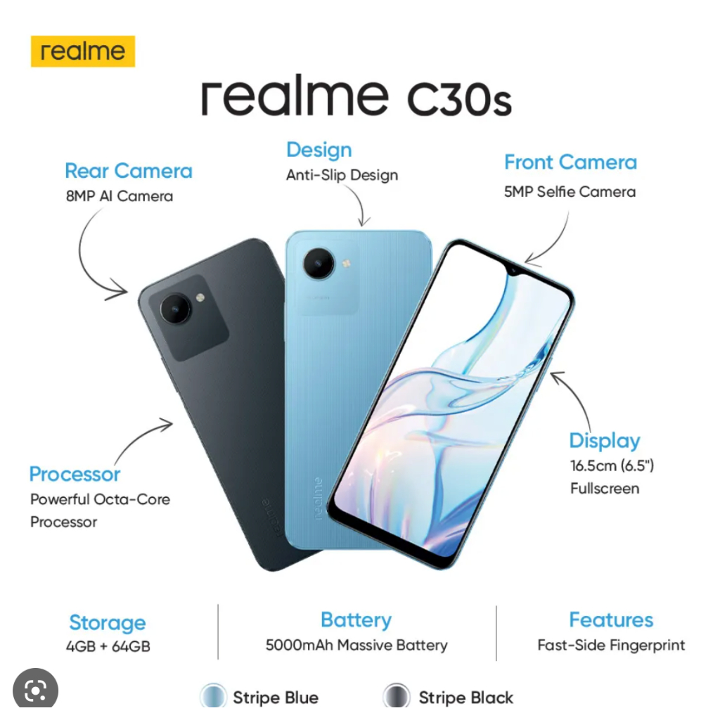 Realme C30s 3GB+32GB 4GB+64GB Garansi Resmi Realme Indonesia 1 Tahun