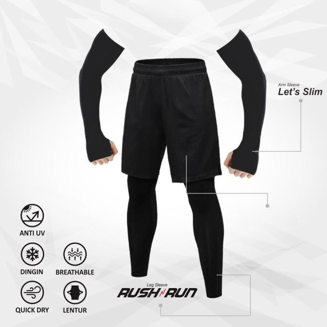 PAKET 3IN1 OLAHRAGA ARM SLEEVE CELANA FUTSAL DAN LEG WARMER SEPAKBOLA FUTSAL BULUTANGKIS SEPEDA BASKET VOLI UNISEX