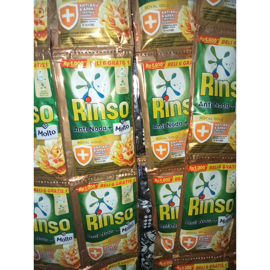 ARJUNA RINSO DETERGENT  CAIR / RINSO CAIR  38ML 1 RENCENG ISI 6PCS + 1PCS Unilever