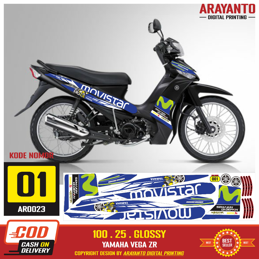 Stiker Striping Yamaha Vega ZR Variasi Decal AR0023 Movistar