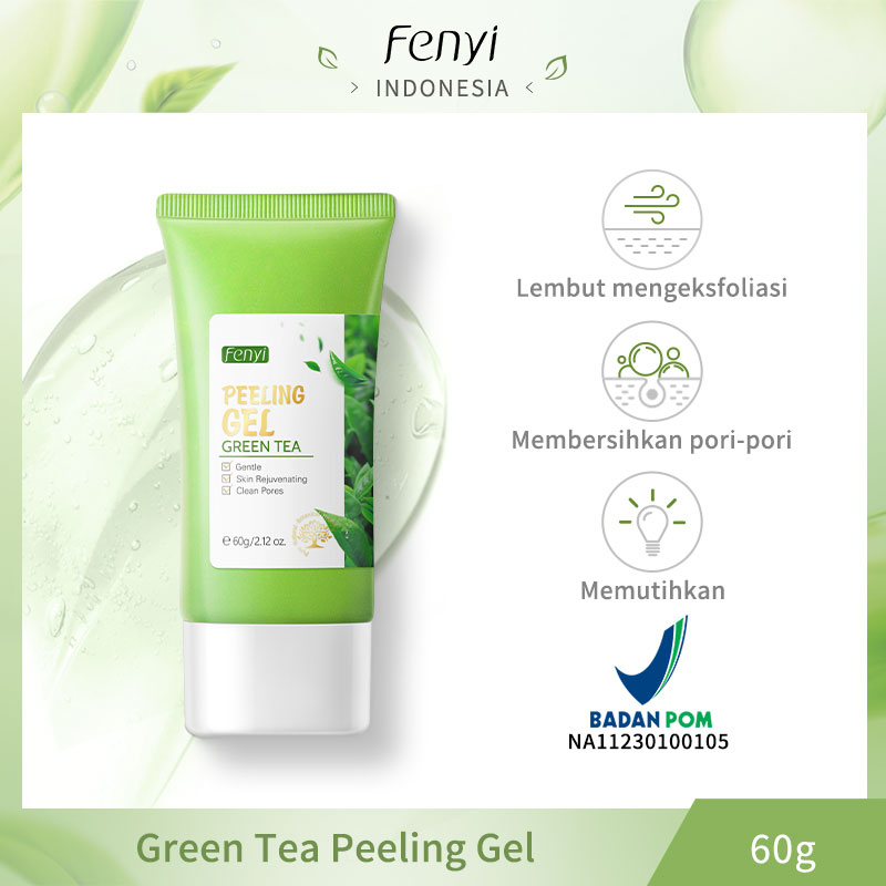 BPOM Fenyi Green Tea Peeling Gel Mengangkat Kulit Mati Komedo Scrub Pemutih Menghaluskan Kulit 60g