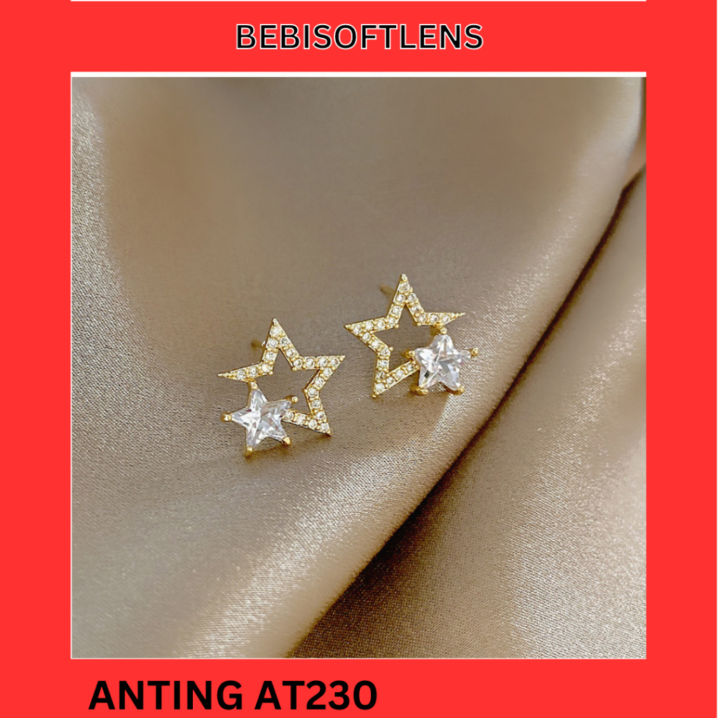 Anting AT230 Tembaga Lapis S925 , Unik Lucu Keren Fashion Wanita Elegant /Deluna / BB