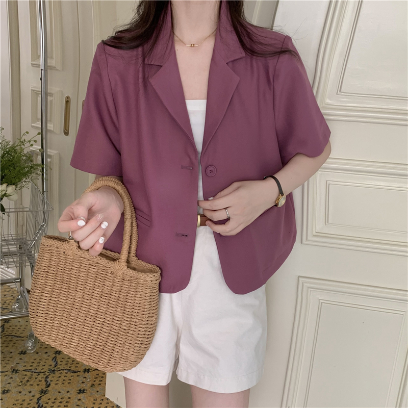 XIAOZHAINV Blazer Jaket Crop Wanita Korean Style V-neck 0747