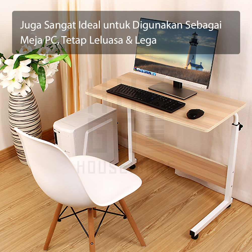 HUGO Meja Laptop Belajar Serbaguna / Meja Roda Portable Stand Tinggi