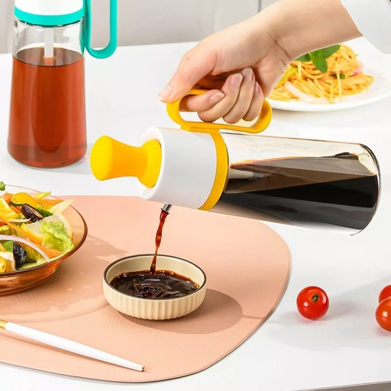 BOTTLE OIL WITH BRUSH 2in1 550ml Bahan Kaca Food Grade XK16