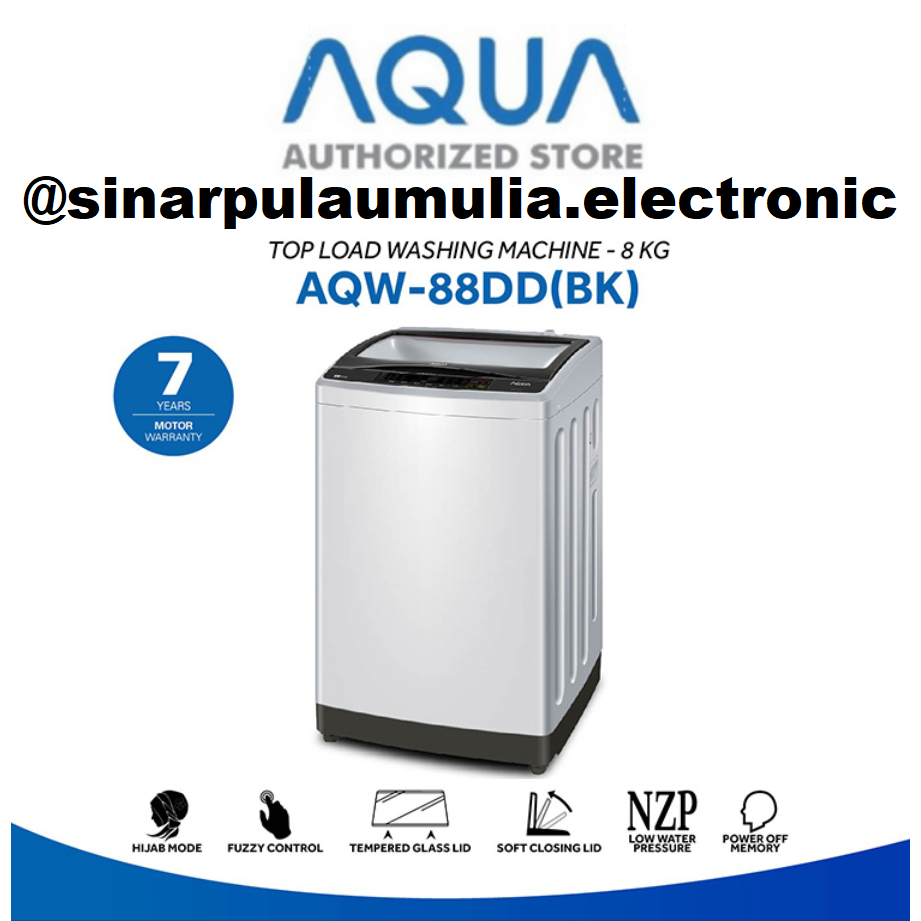 Aqua Mesin Cuci Top Loading 8 KG Hijab Mode - AQW 88 DD BK / AQW 88DD BK / AQW88DD BK / AQW88DDBK