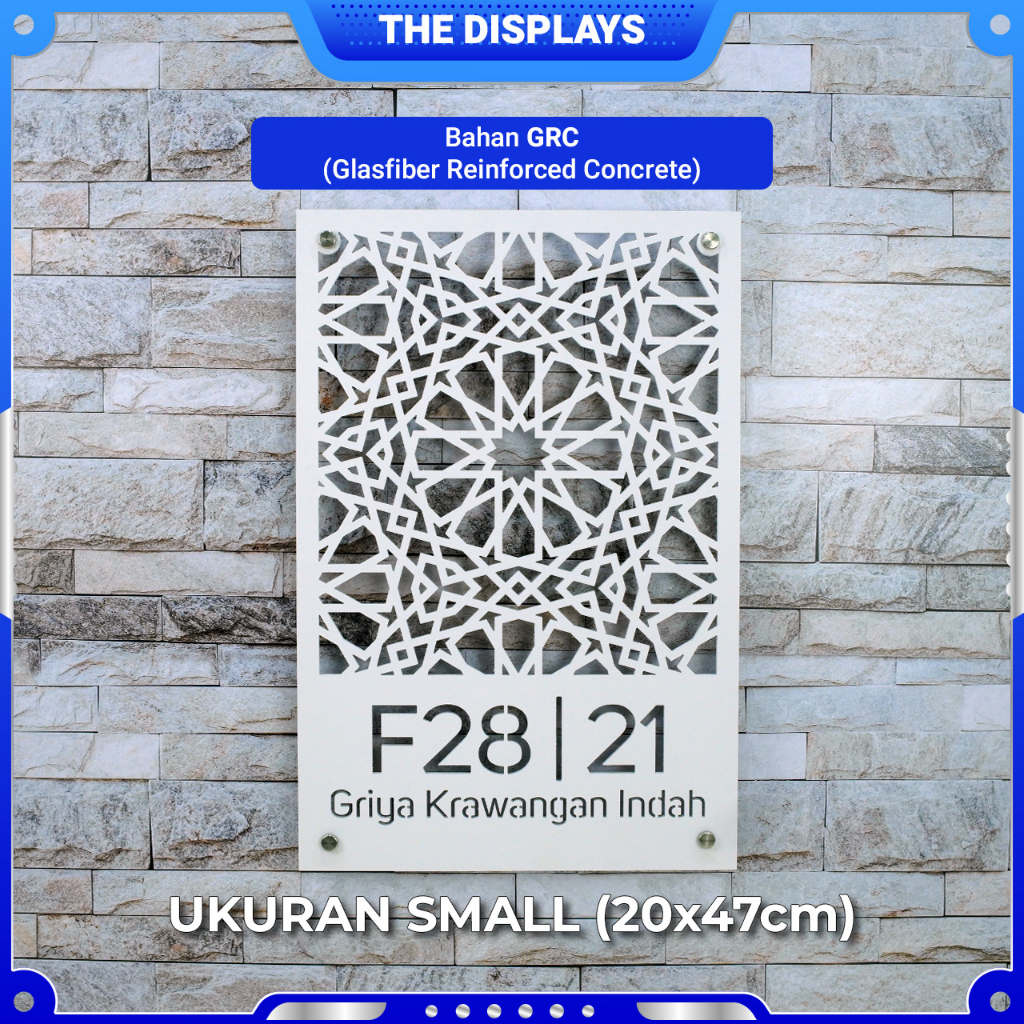 Nomor Rumah Krawangan GRC Custom Ukuran Kecil 40cm x 27cm
