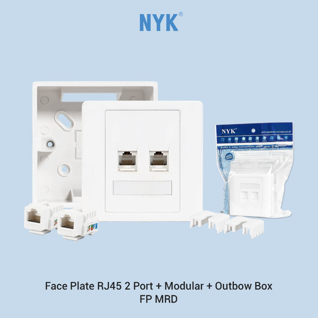 Nyk Wall Faceplate RJ45 2Port Modular+ Outbow Box - FP MRD