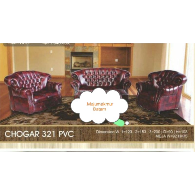 SOFA CHOGAR 321 PVC 3 DUDUKAN + 1 DUDUKAN ( 2PCS ) WARNA MERAH