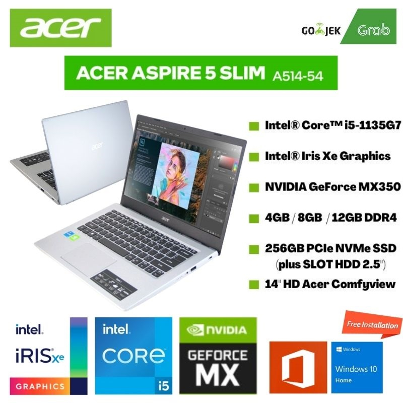 LAPTOP Acer Aspire 5 A514-54G-54Z7 CORE I5 GEN11 RAM 12GB SSD 256GB NVIDIA MX350 2GB
