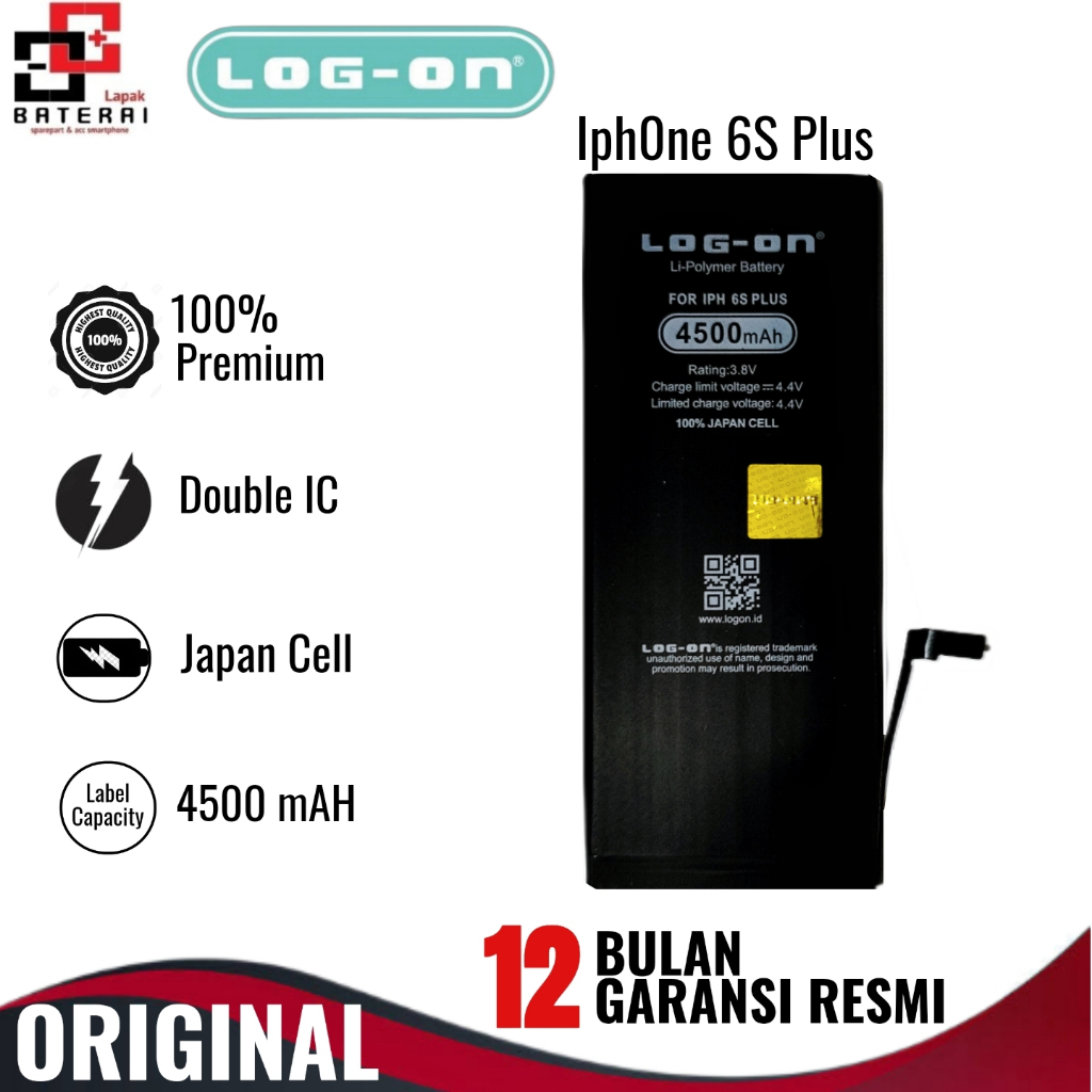 LOG - ON Baterai Ipone 6s Plus Double IC Protection Battery Batre
